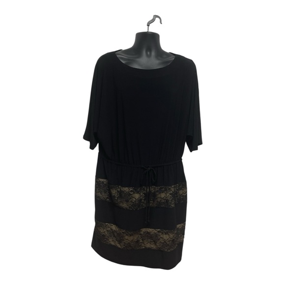 Emma & Michele Black Midi Tie Waist Dress Size XL - Picture 1 of 10